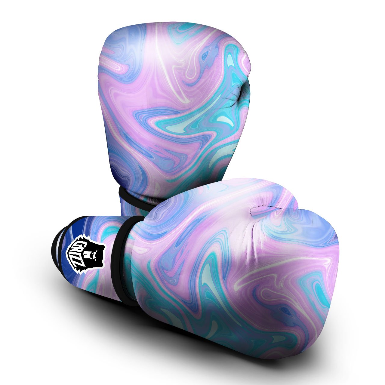 Acid Melt Blue And Pink Print Boxing Gloves-grizzshop