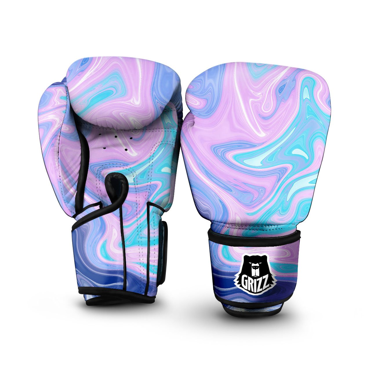 Acid Melt Blue And Pink Print Boxing Gloves-grizzshop