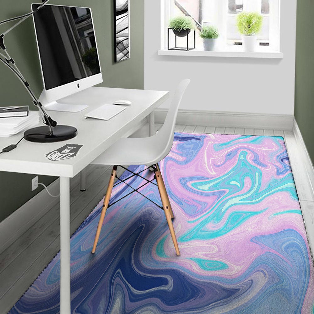 Acid Melt Blue And Pink Print Floor Mat-grizzshop