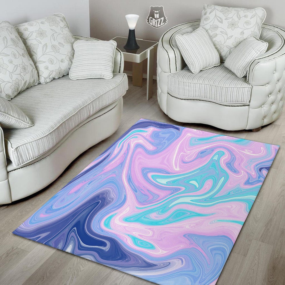 Acid Melt Blue And Pink Print Floor Mat-grizzshop