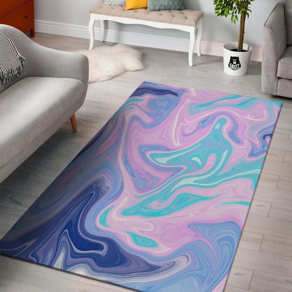 Acid Melt Blue And Pink Print Floor Mat-grizzshop