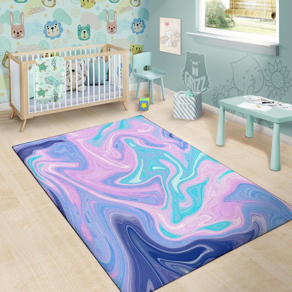 Acid Melt Blue And Pink Print Floor Mat-grizzshop