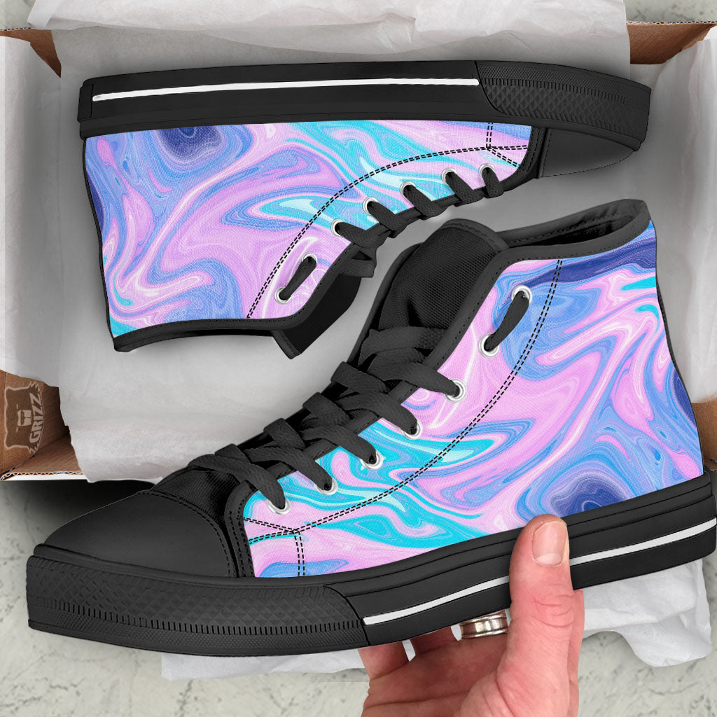 Acid Melt Blue And Pink Print High Top Shoes-grizzshop