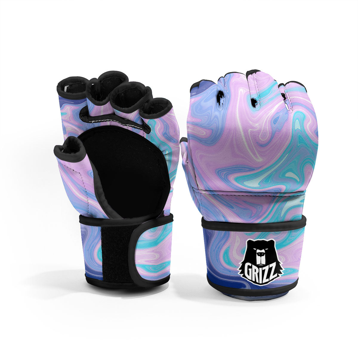 Acid Melt Blue And Pink Print MMA Gloves-grizzshop