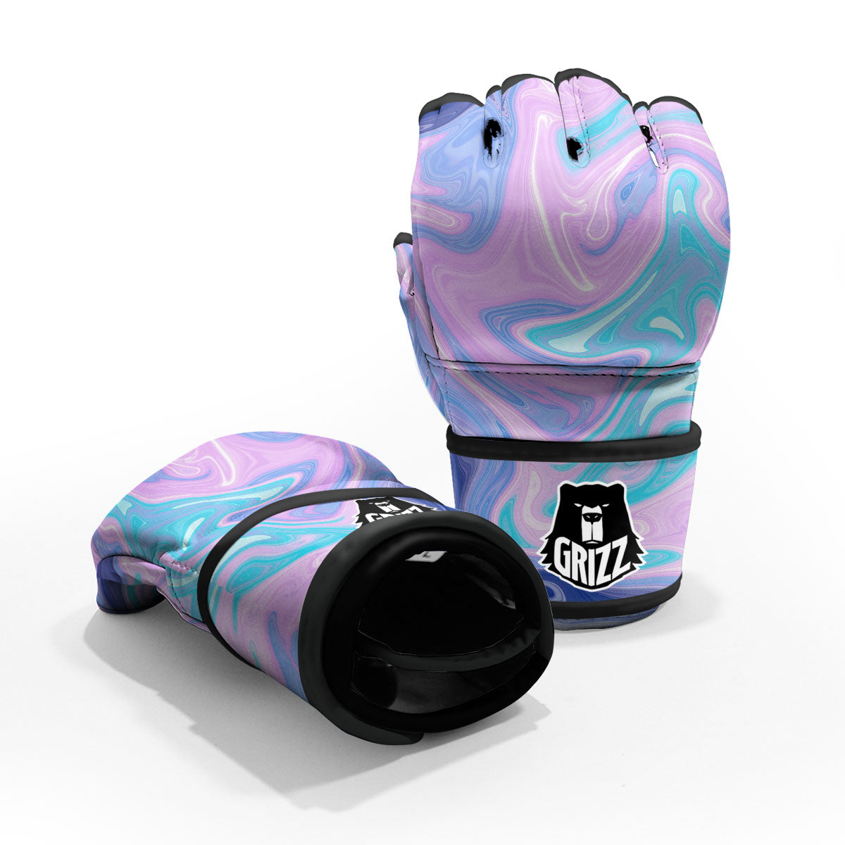 Acid Melt Blue And Pink Print MMA Gloves-grizzshop
