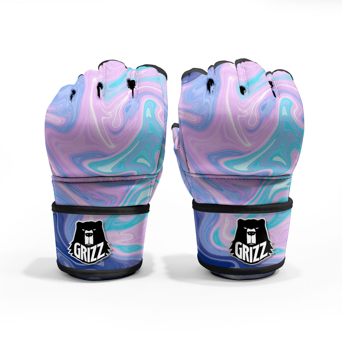 Acid Melt Blue And Pink Print MMA Gloves-grizzshop
