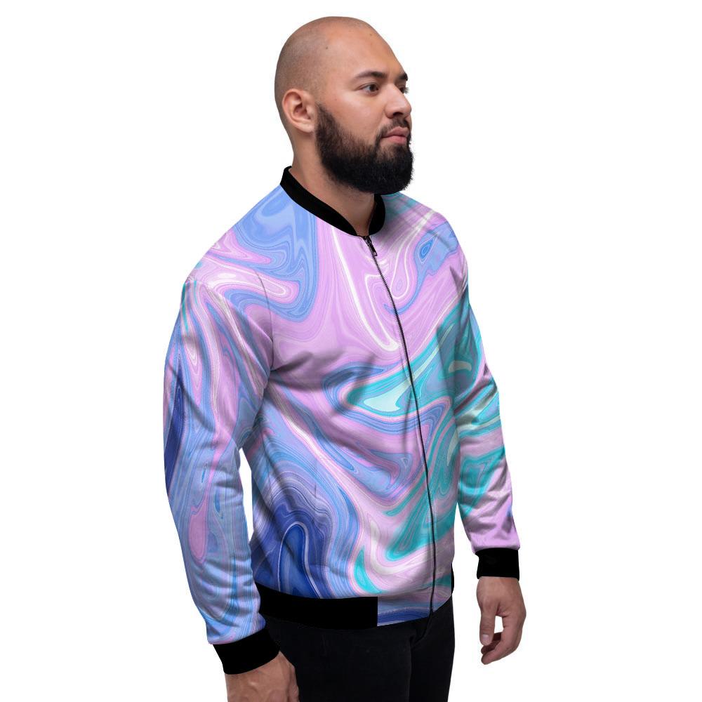 Acid Melt Blue And Pink Print Men's Bomber Jacket-grizzshop