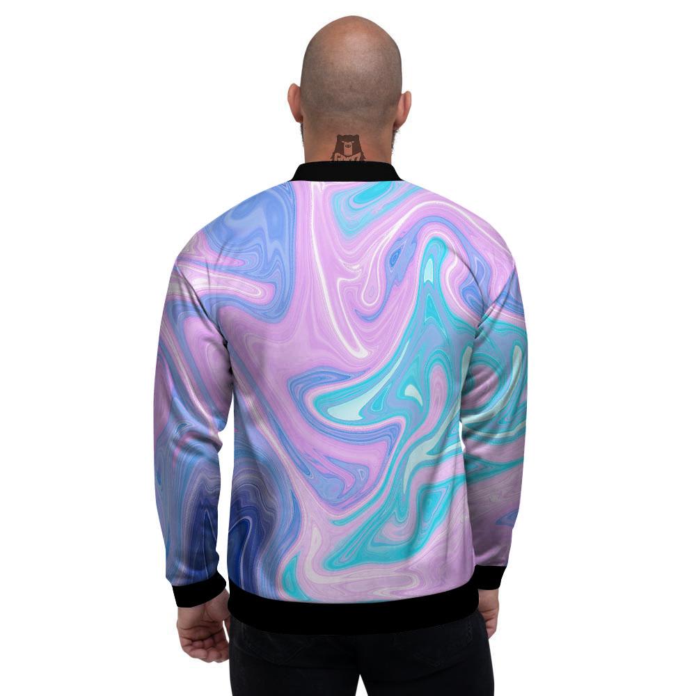 Acid Melt Blue And Pink Print Men's Bomber Jacket-grizzshop