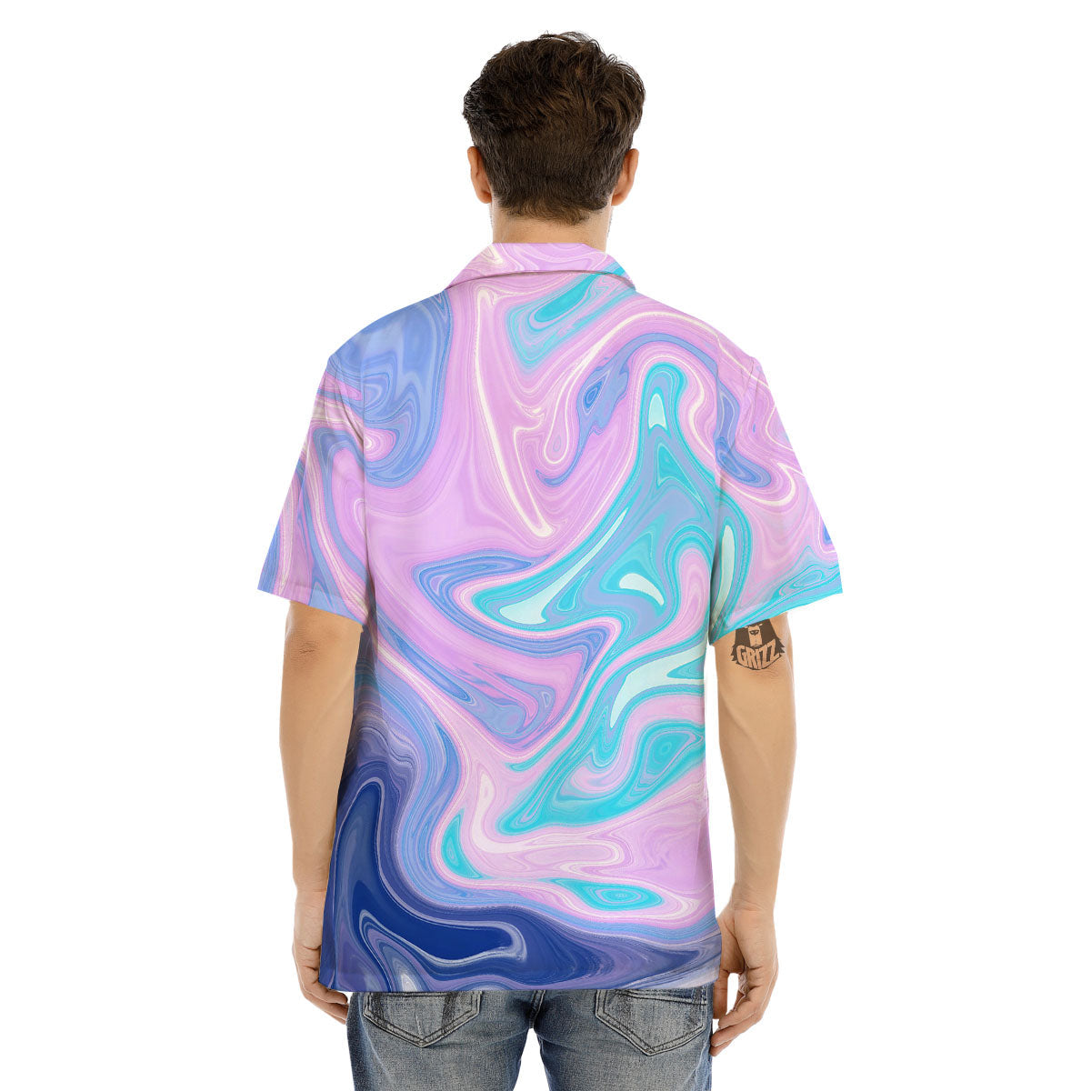 Acid Melt Blue And Pink Print Men's Hawaiian Shirt-grizzshop