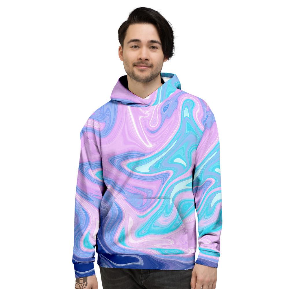 Acid Melt Blue And Pink Print Men's Hoodie-grizzshop