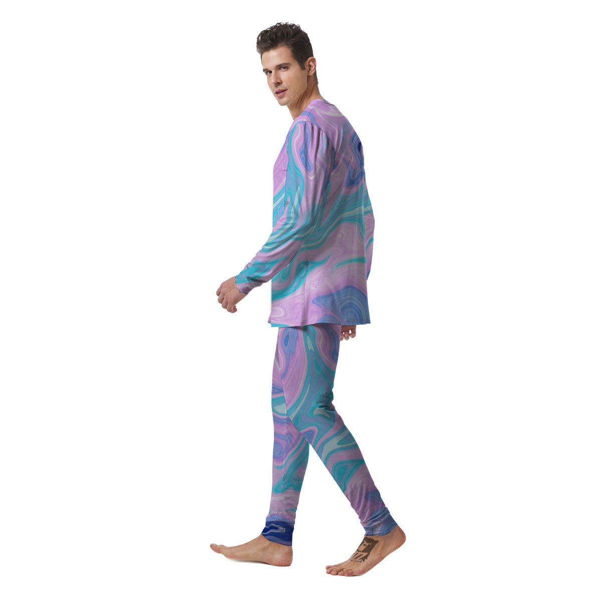 Acid Melt Blue And Pink Print Men's Pajamas-grizzshop