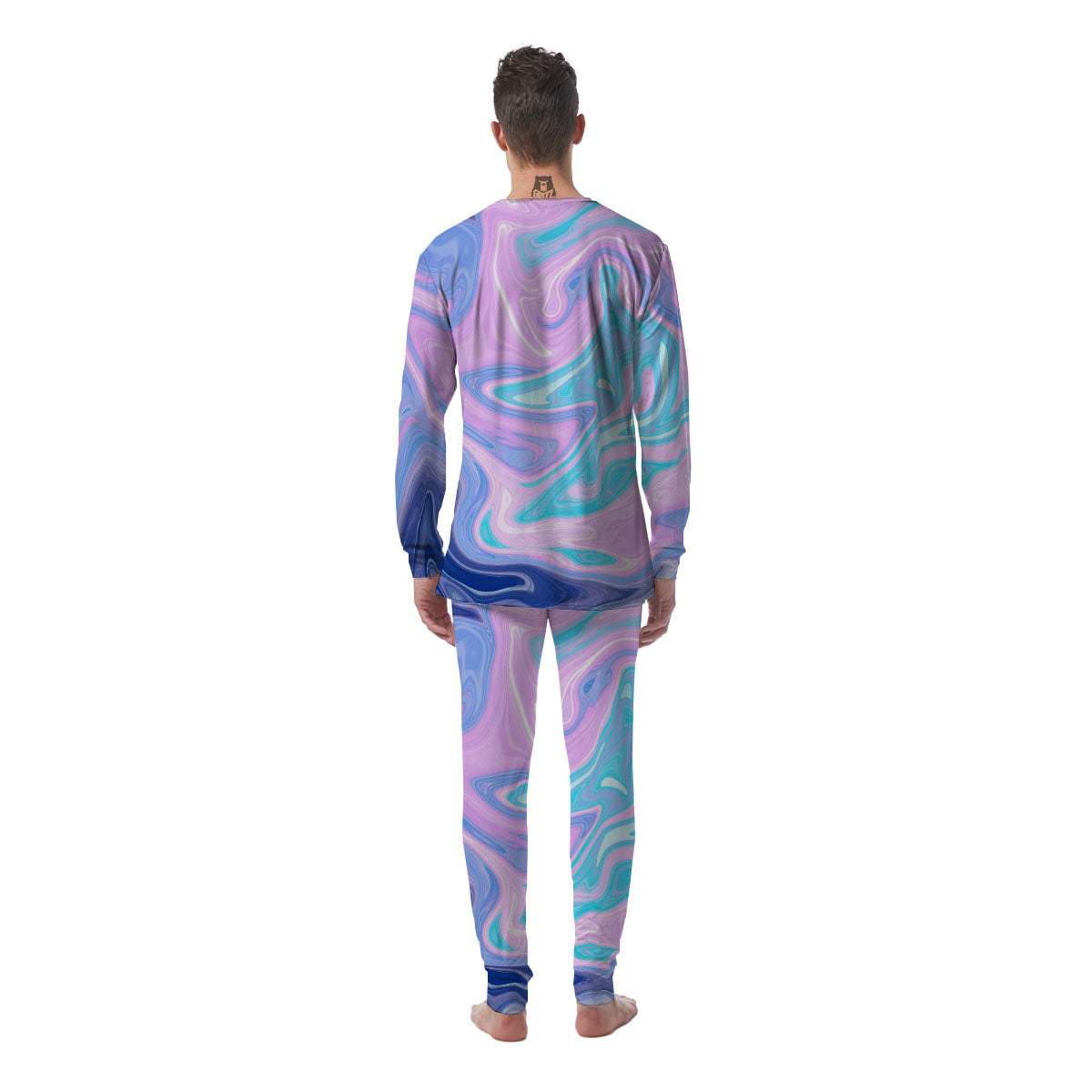 Acid Melt Blue And Pink Print Men's Pajamas-grizzshop