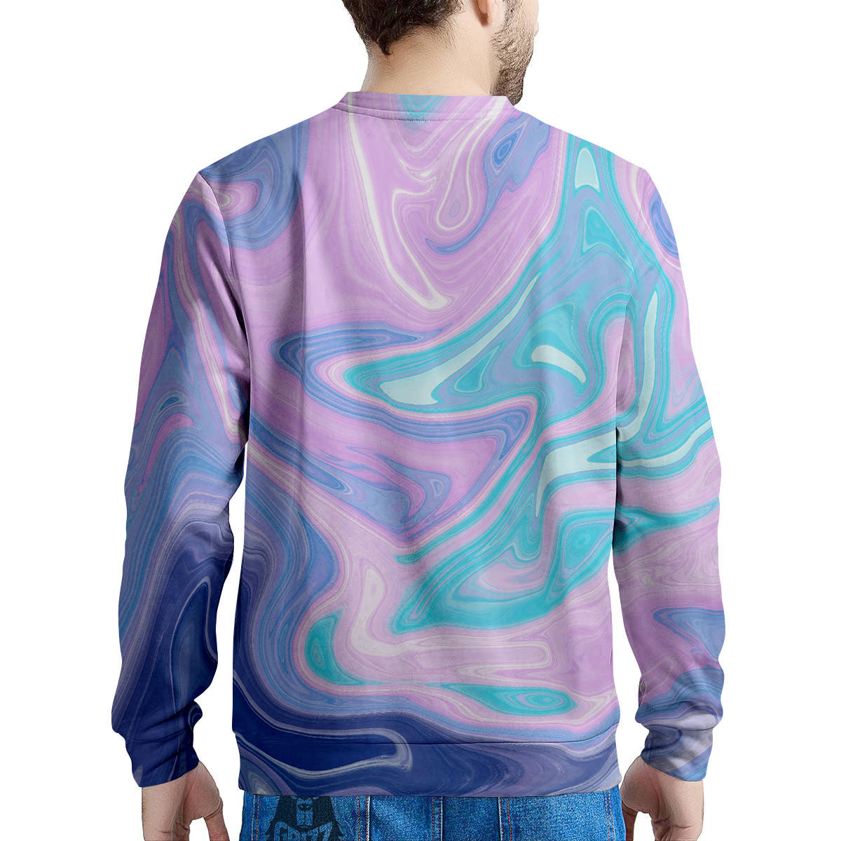 Acid Melt Blue And Pink Print Men's Sweatshirt-grizzshop