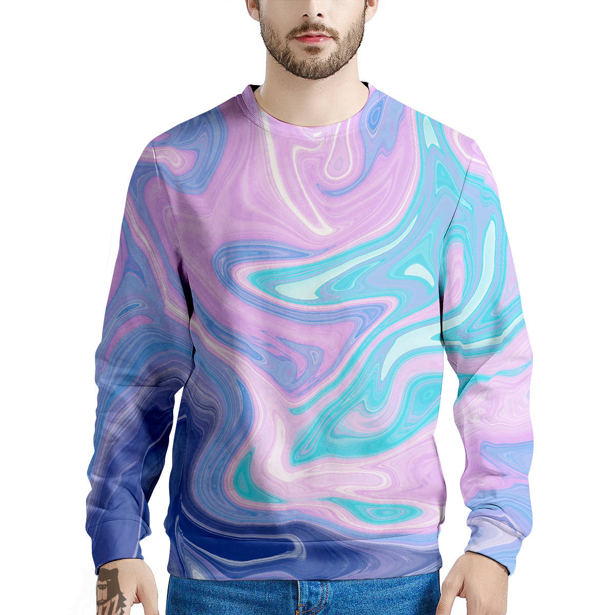 Acid Melt Blue And Pink Print Men's Sweatshirt-grizzshop