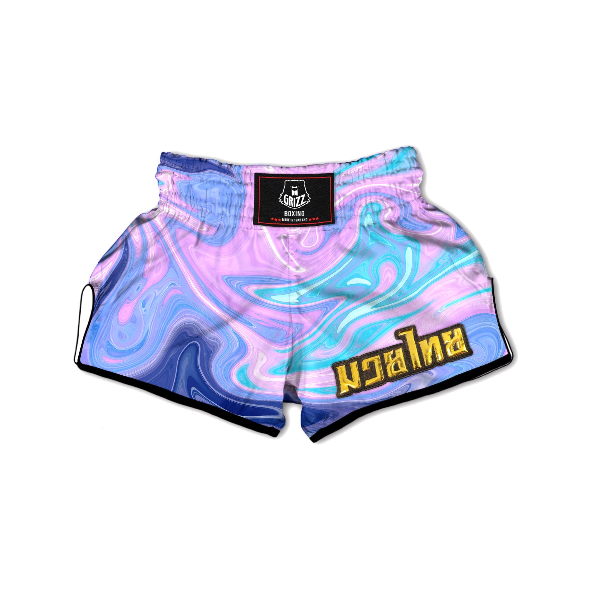 Acid Melt Blue And Pink Print Muay Thai Boxing Shorts-grizzshop