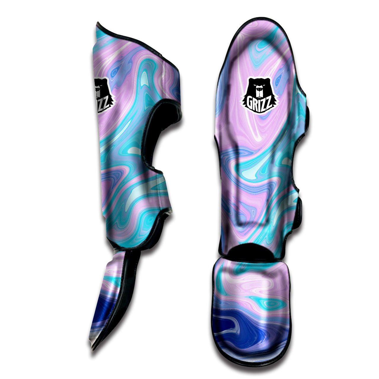 Acid Melt Blue And Pink Print Muay Thai Shin Guards-grizzshop