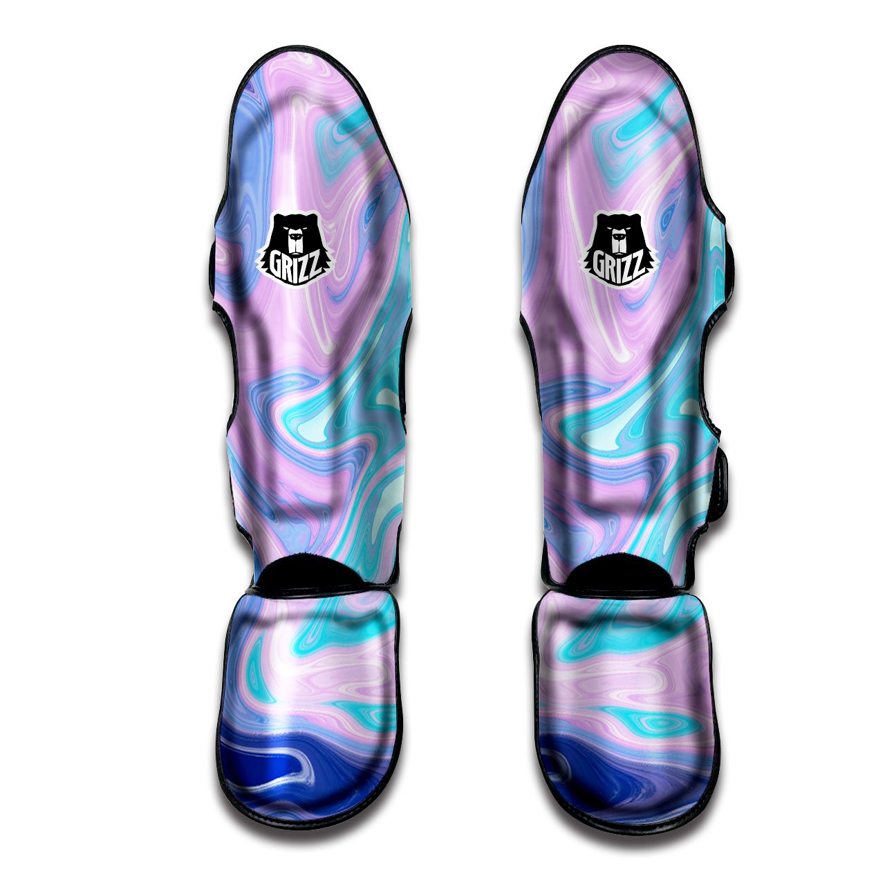 Acid Melt Blue And Pink Print Muay Thai Shin Guards-grizzshop