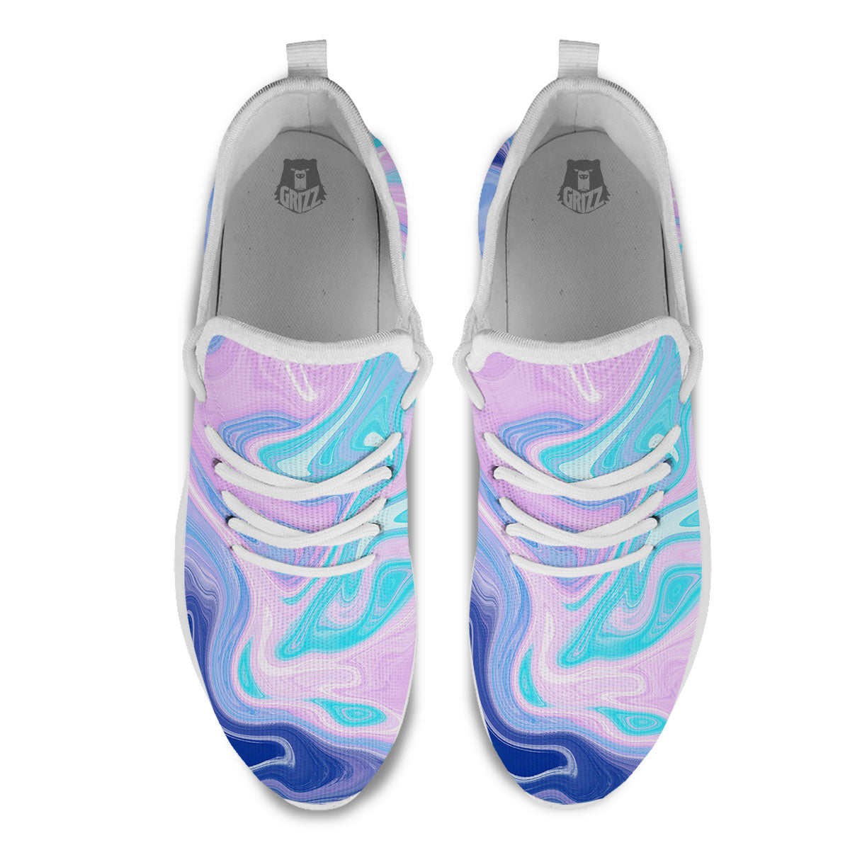 Acid Melt Blue And Pink Print White Athletic Shoes-grizzshop