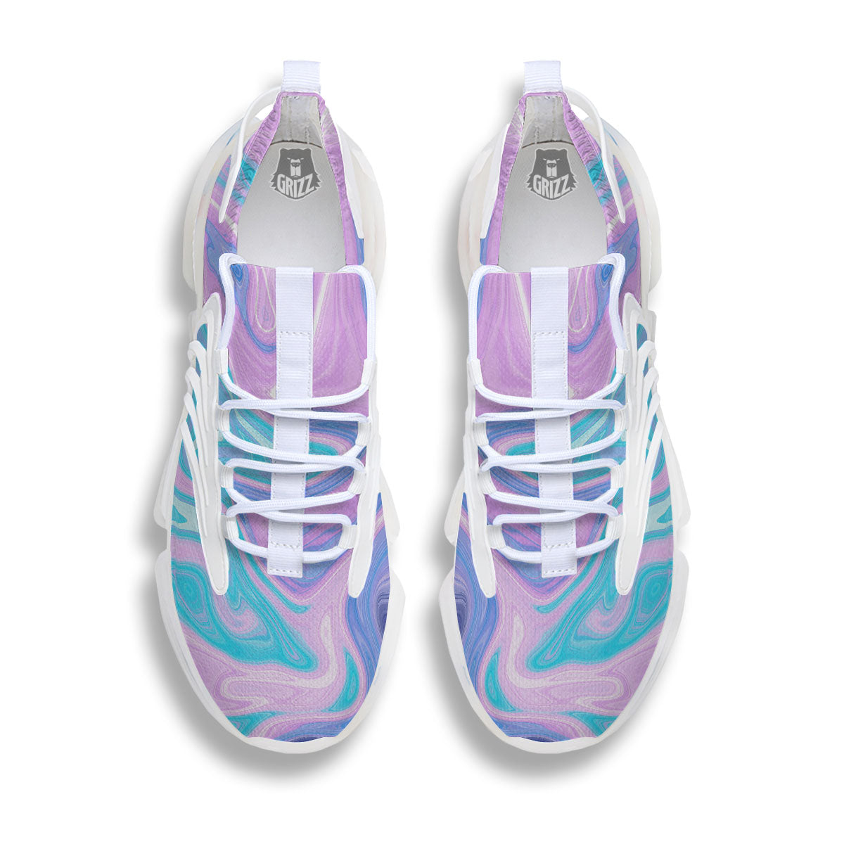 Acid Melt Blue And Pink Print White Gym Shoes-grizzshop