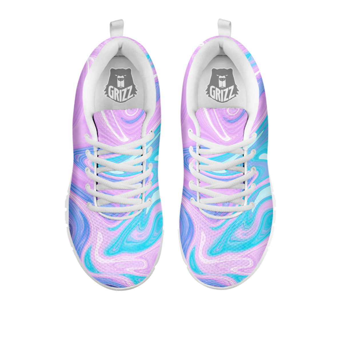Acid Melt Blue And Pink Print White Sneaker-grizzshop