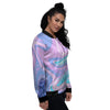 Acid Melt Blue And Pink Print Women's Bomber Jacket-grizzshop