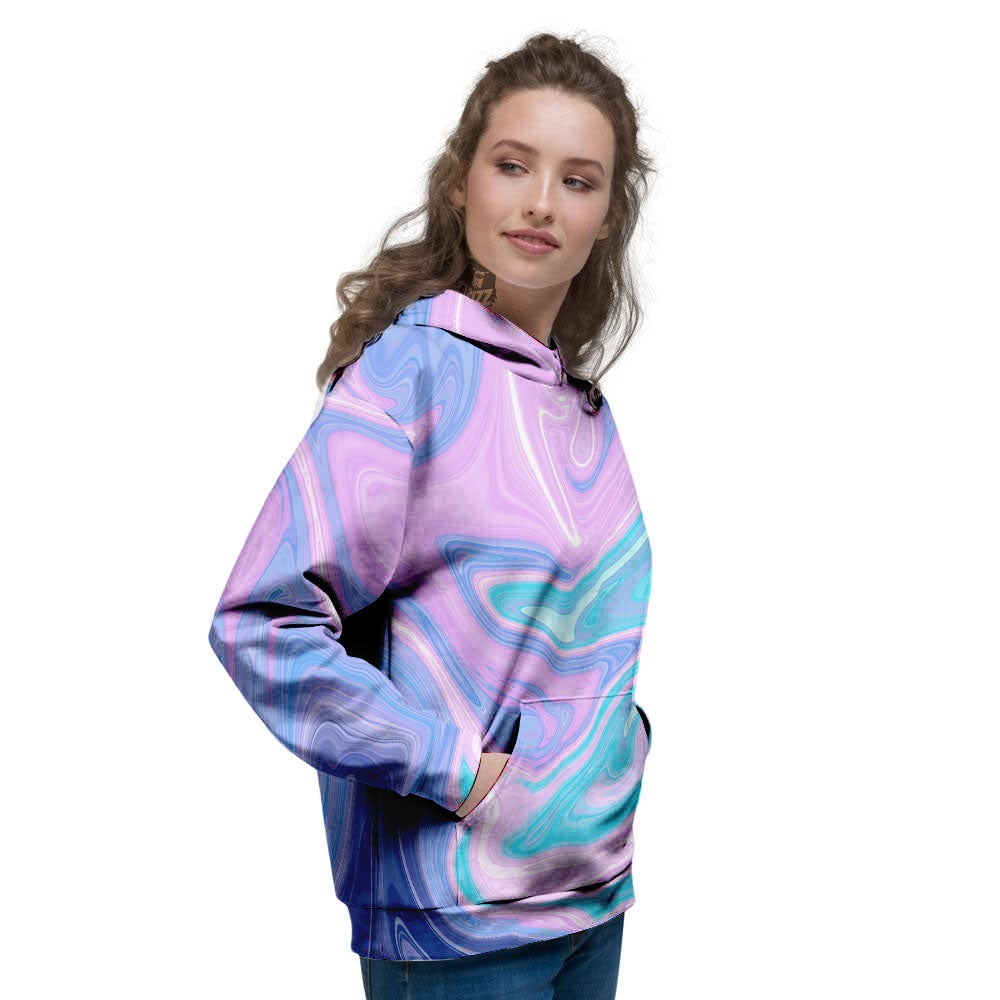 Acid Melt Blue And Pink Print Women's Hoodie-grizzshop