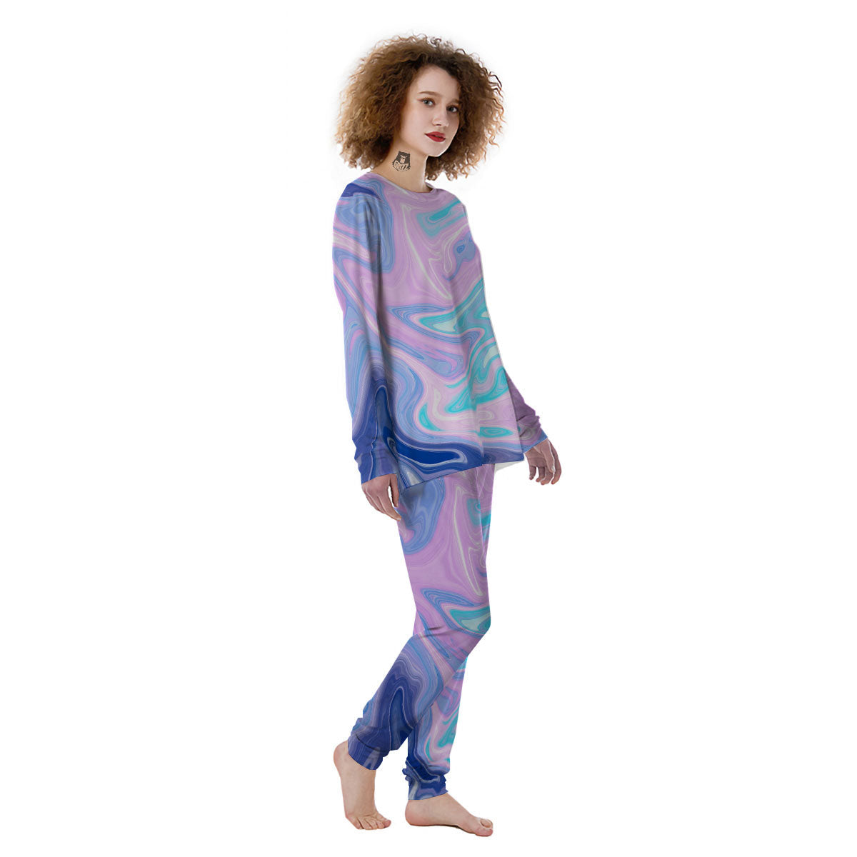 Acid Melt Blue And Pink Print Women's Pajamas-grizzshop