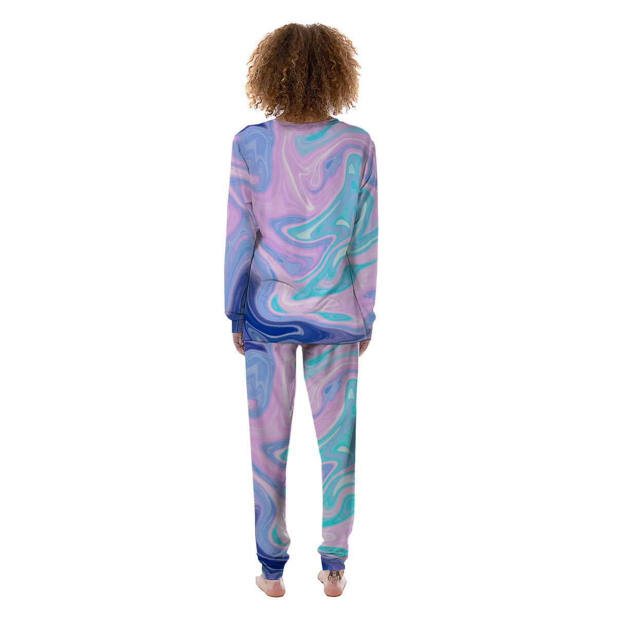 Acid Melt Blue And Pink Print Women's Pajamas-grizzshop