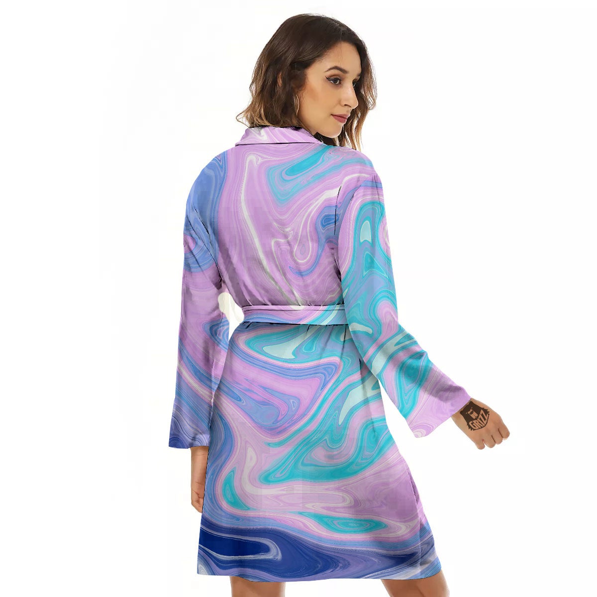 Acid Melt Blue And Pink Print Women's Robe-grizzshop