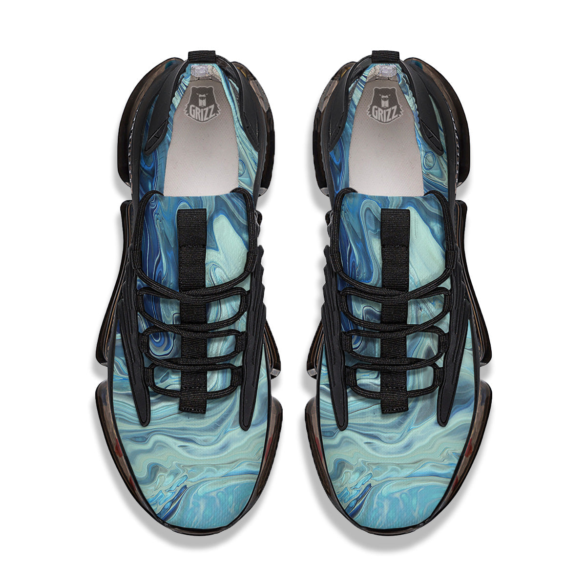 Acid Melt Blue Ocean Print Black Gym Shoes-grizzshop