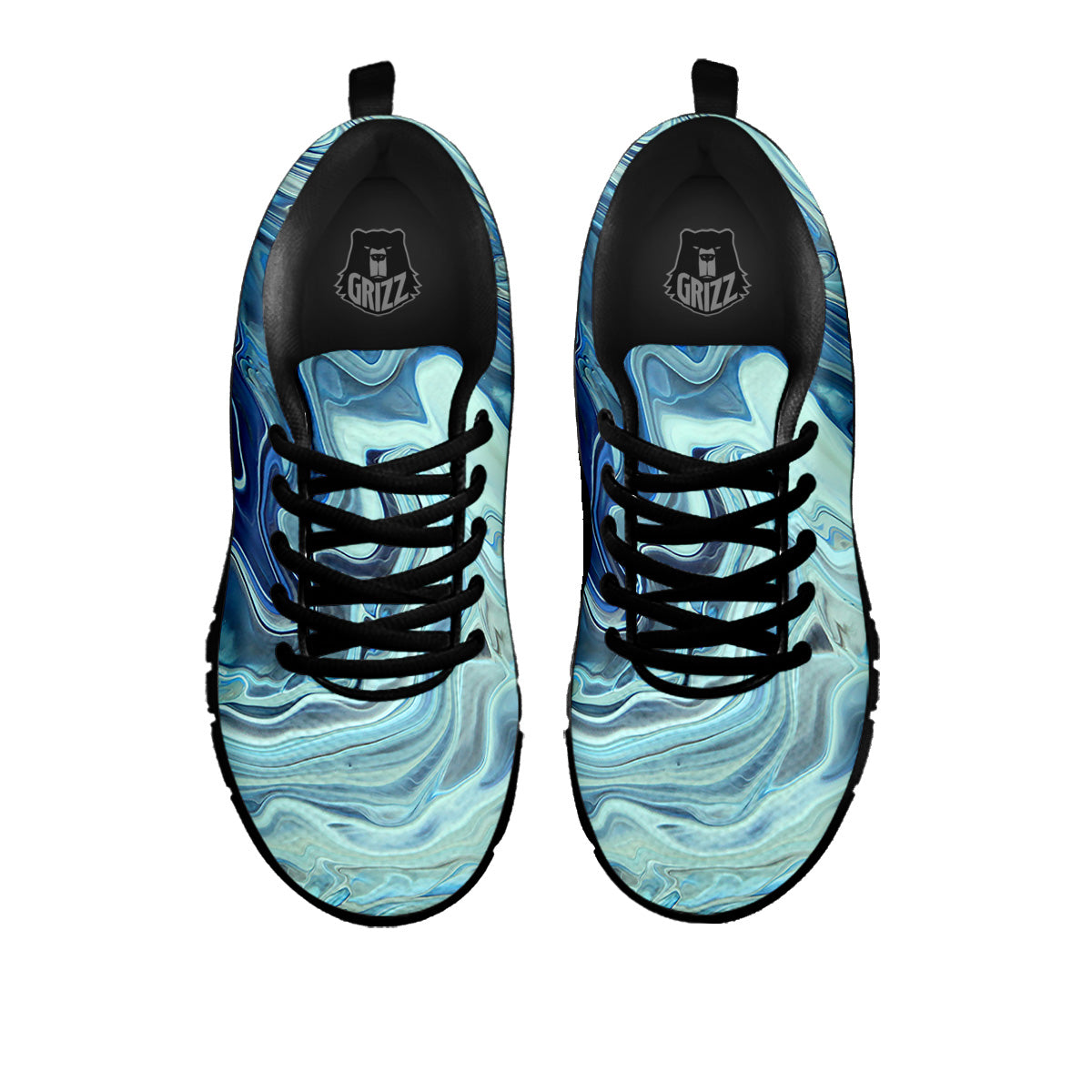 Acid Melt Blue Ocean Print Black Sneaker-grizzshop