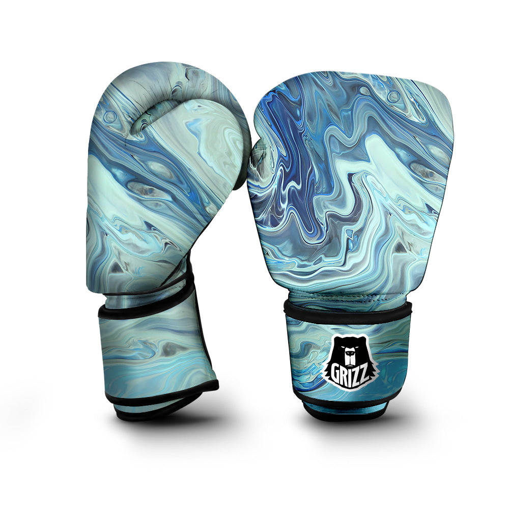 Acid Melt Blue Ocean Print Boxing Gloves-grizzshop