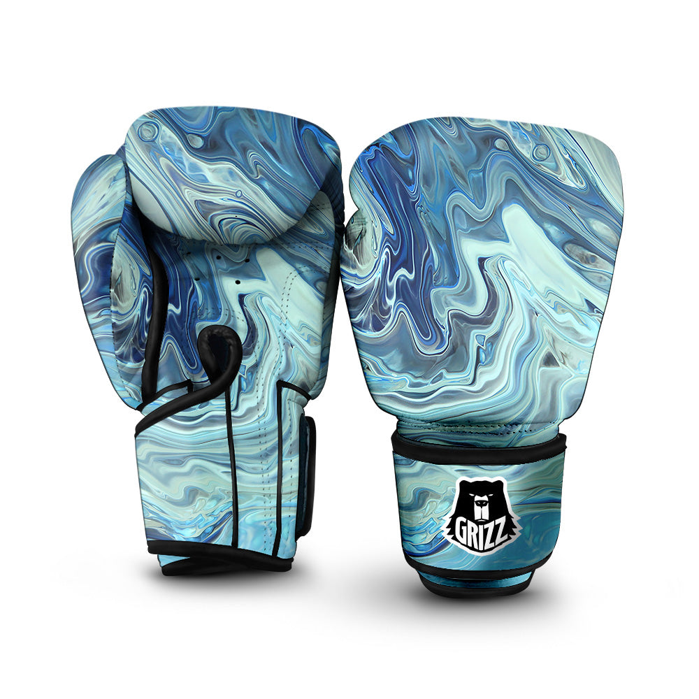 Acid Melt Blue Ocean Print Boxing Gloves-grizzshop