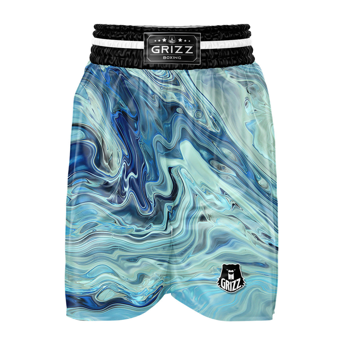 Acid Melt Blue Ocean Print Boxing Shorts-grizzshop
