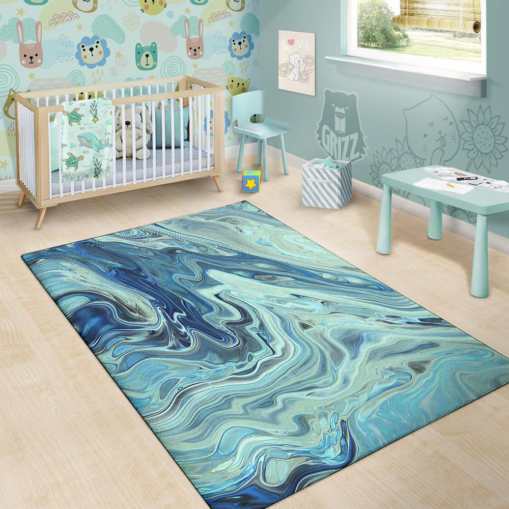 Acid Melt Blue Ocean Print Floor Mat-grizzshop