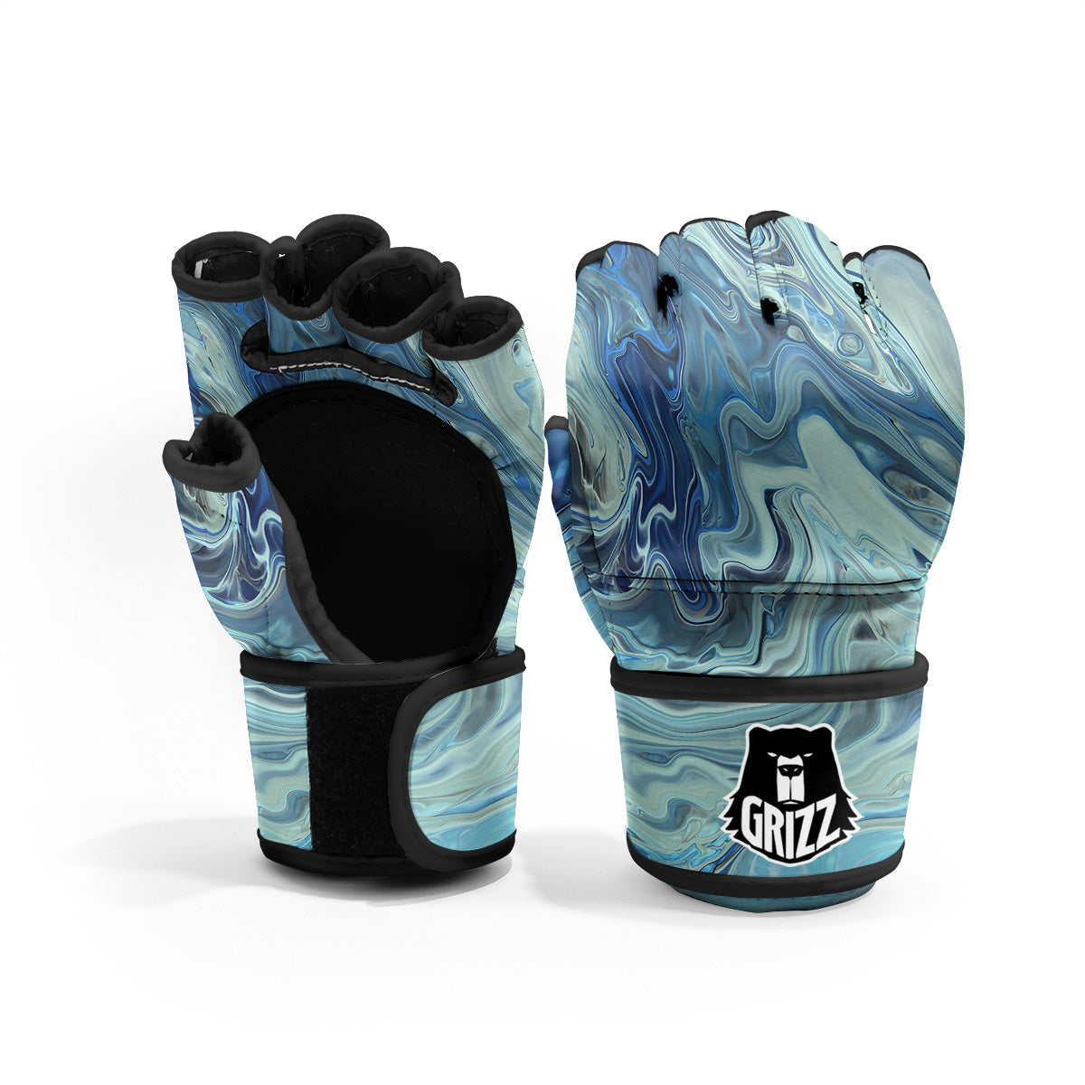 Acid Melt Blue Ocean Print MMA Gloves-grizzshop