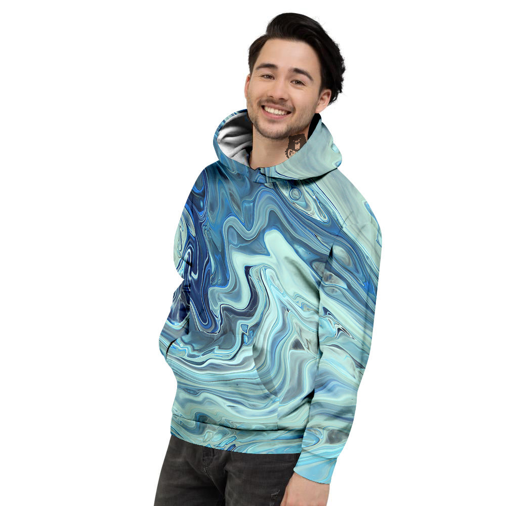 Acid Melt Blue Ocean Print Men's Hoodie-grizzshop