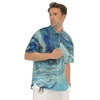 Acid Melt Blue Ocean Print Men's Short Sleeve Shirts-grizzshop