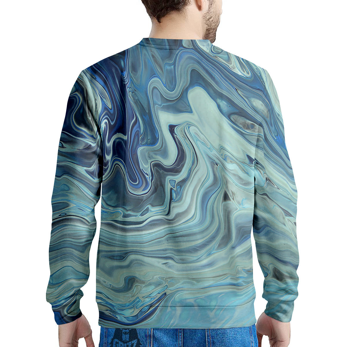 Acid Melt Blue Ocean Print Men's Sweatshirt-grizzshop