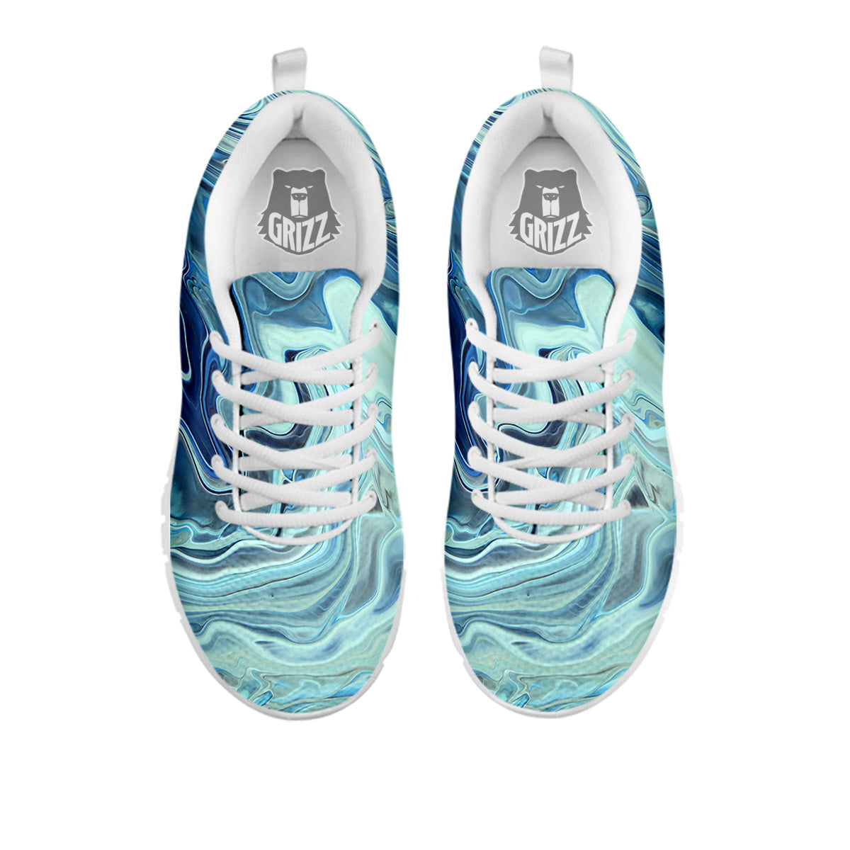 Acid Melt Blue Ocean Print White Sneaker-grizzshop