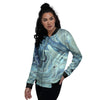 Acid Melt Blue Ocean Print Women's Bomber Jacket-grizzshop