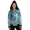 Acid Melt Blue Ocean Print Women's Bomber Jacket-grizzshop