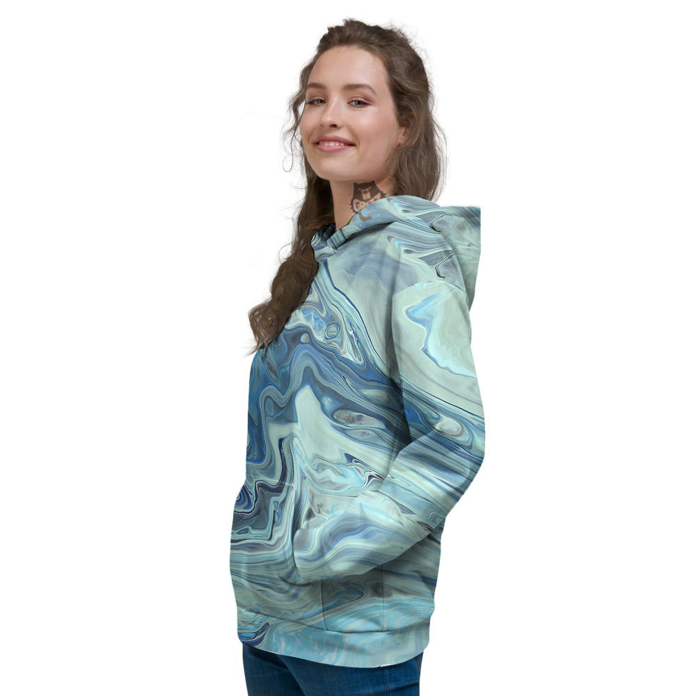 Acid Melt Blue Ocean Print Women's Hoodie-grizzshop