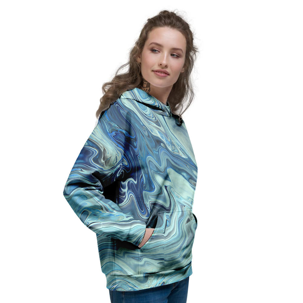 Acid Melt Blue Ocean Print Women's Hoodie-grizzshop