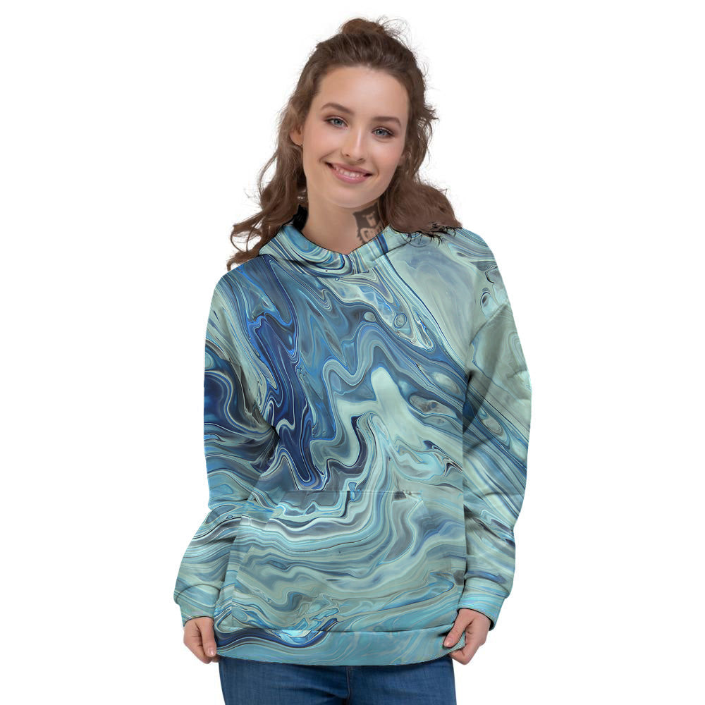 Acid Melt Blue Ocean Print Women's Hoodie-grizzshop