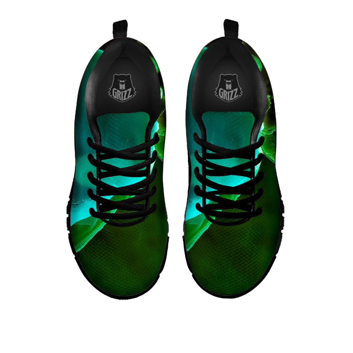 Acid Melt Green And Turquoise Print Black Sneaker-grizzshop