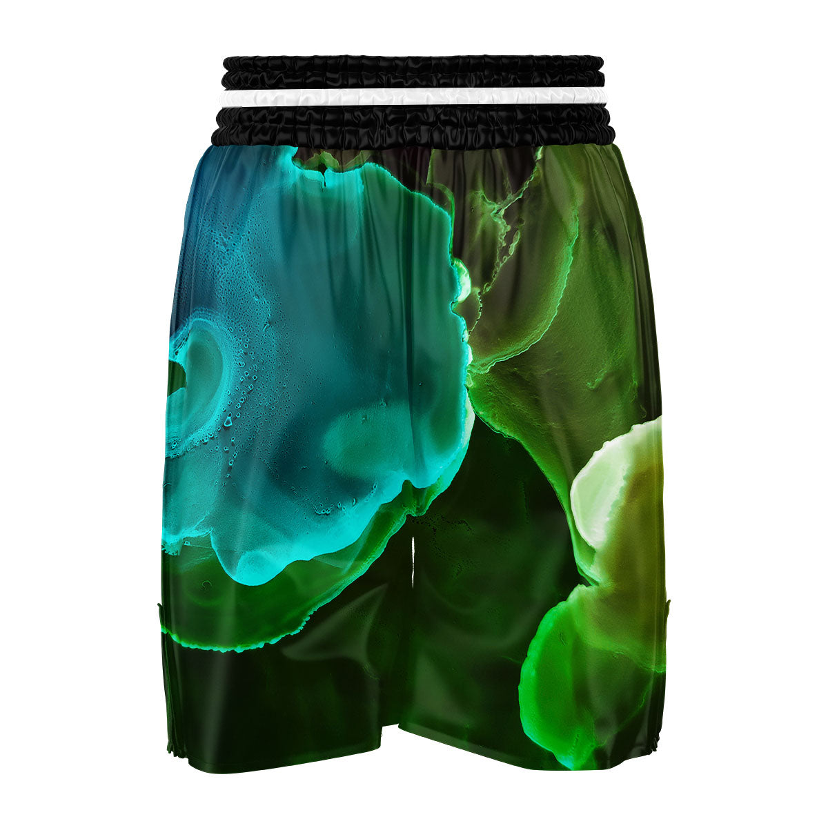 Acid Melt Green And Turquoise Print Boxing Shorts-grizzshop
