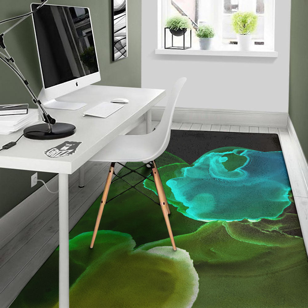Acid Melt Green And Turquoise Print Floor Mat-grizzshop