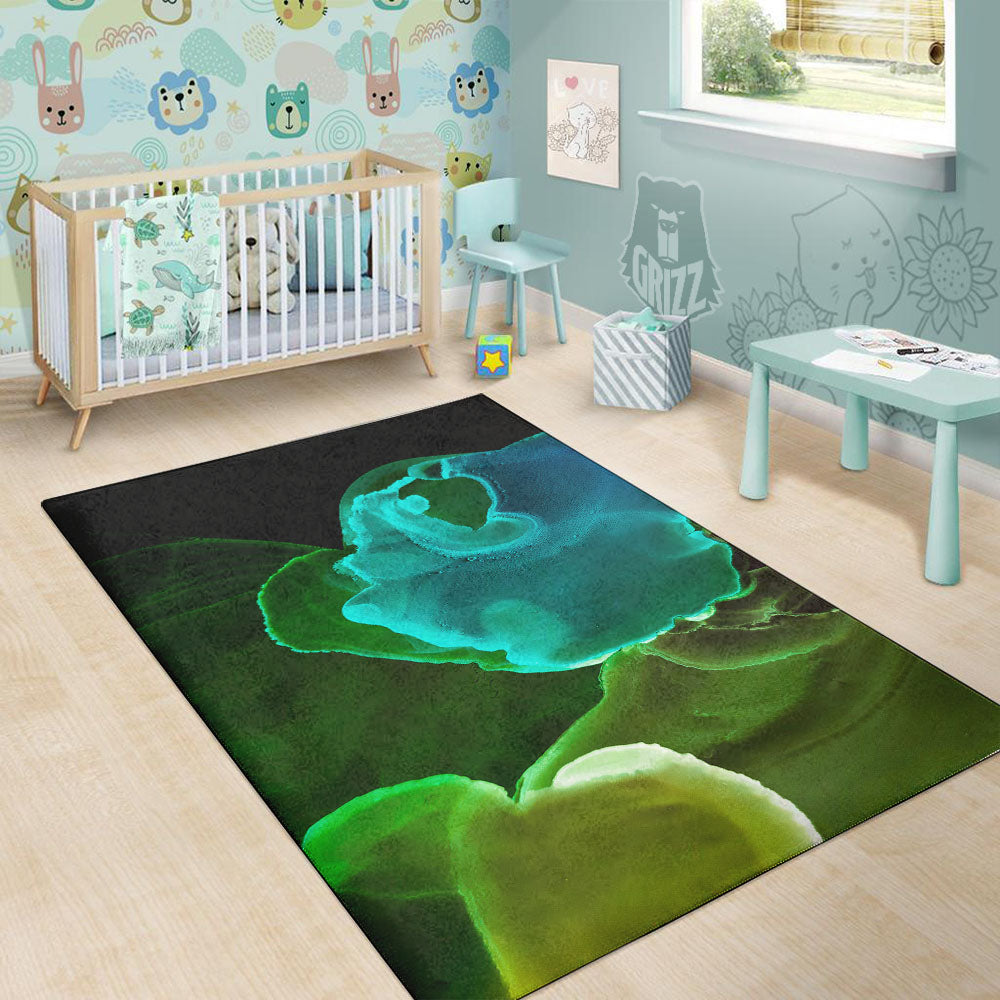 Acid Melt Green And Turquoise Print Floor Mat-grizzshop