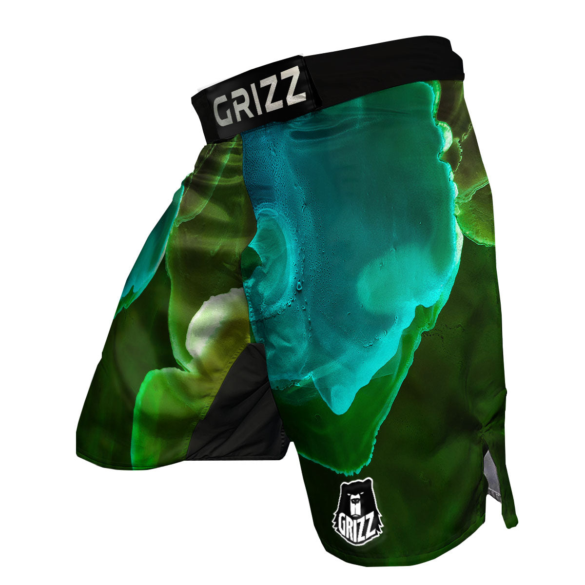 Acid Melt Green And Turquoise Print MMA Shorts-grizzshop